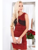 Red dress with a bow on the neckline G52360 - Online store - Boutique